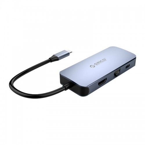 Orico 6-IN-1 adapterio šakotuvas, HDMI 4K + 3x USB 3.0 + RJ45+