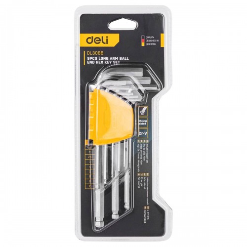 Ilgųjų šešiakampių raktų rinkiniai 1,5-10 mm Deli Tools EDL3088