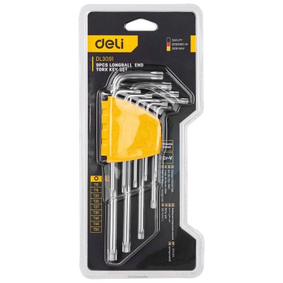 "Torx" šešiakampių raktų rinkiniai 1,5-10 mm Deli Tools EDL3091
