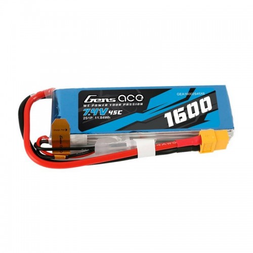 Akumuliatorius GensAce LiPo 1600mAh 7.4V 45C 2S1P