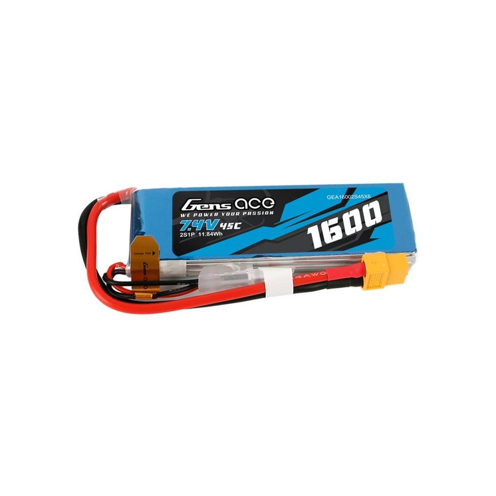 Akumuliatorius GensAce LiPo 1600mAh 7.4V 45C 2S1P