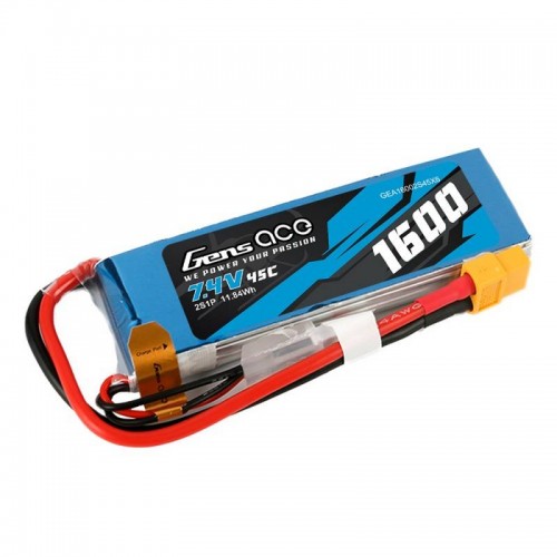 Akumuliatorius GensAce LiPo 1600mAh 7.4V 45C 2S1P