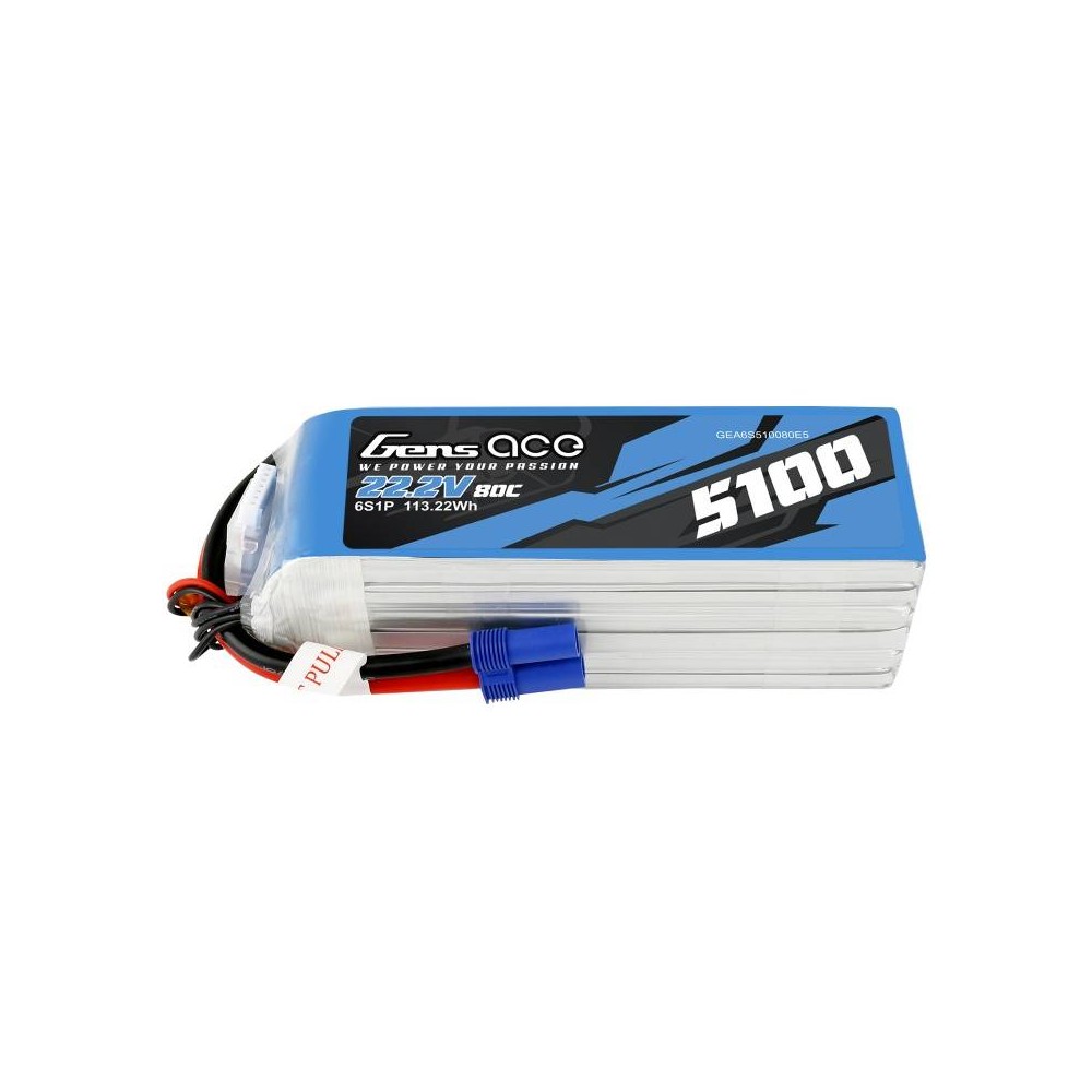 "GensAce" 5100mAh 22.2V 80C 6S1P EC5 akumuliatorius-Pagrindinis