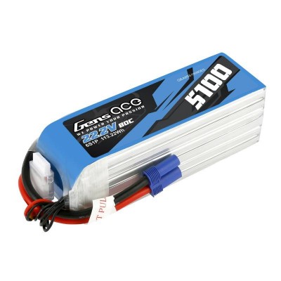 "GensAce" 5100mAh 22.2V 80C 6S1P EC5 akumuliatorius-Pagrindinis