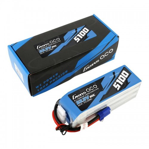 "GensAce" 5100mAh 22.2V 80C 6S1P EC5 akumuliatorius-Pagrindinis