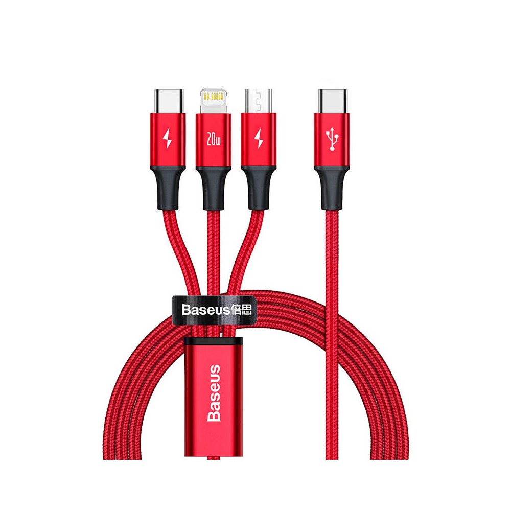 "Baseus Rapid Series 3-IN-1 kabelis USB-C M+L+T 20W 1,5 m