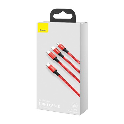 "Baseus Rapid Series 3-IN-1 kabelis USB-C M+L+T 20W 1,5 m