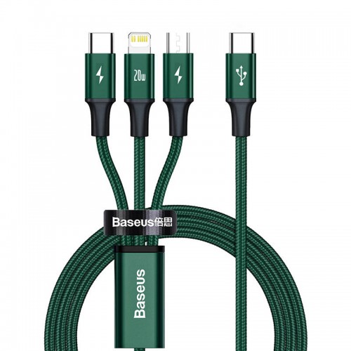 "Baseus Rapid Series 3-IN-1 kabelis USB-C M+L+T 20W 1,5 m "Baseus Rapid Series 3-IN-1 kabelis USB-C M+L+T 20W 1,5 m