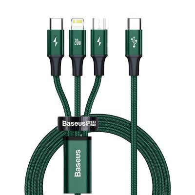 "Baseus Rapid Series 3-IN-1 kabelis USB-C M+L+T 20W 1,5 m