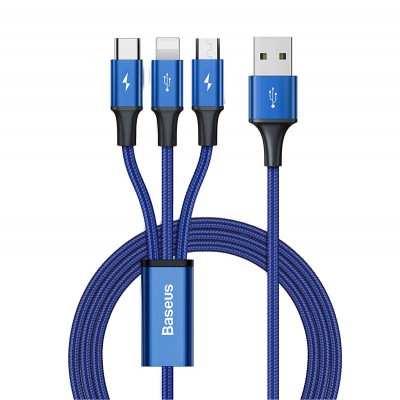 "Baseus Rapid Series 3-IN-1 kabelis USB-C M+L+T 1,2 m