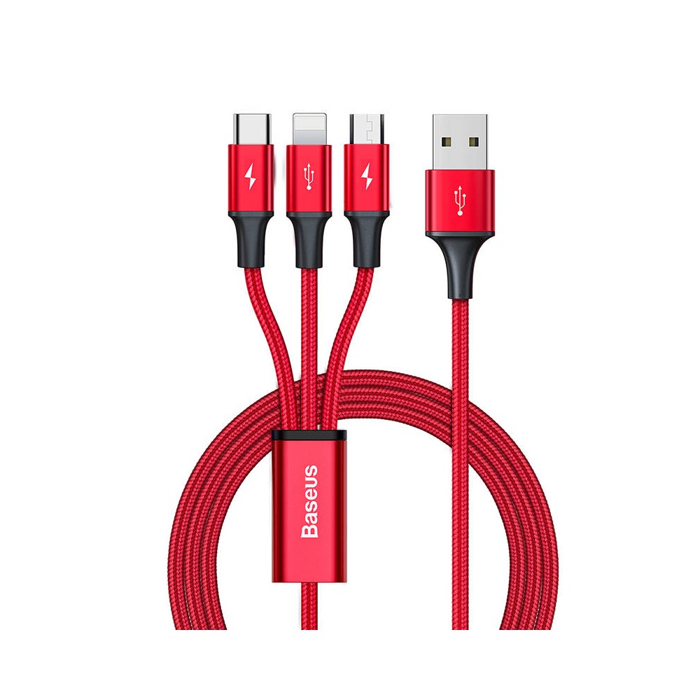 "Baseus Rapid Series 3-IN-1 kabelis USB-C M+L+T 1,2 m (