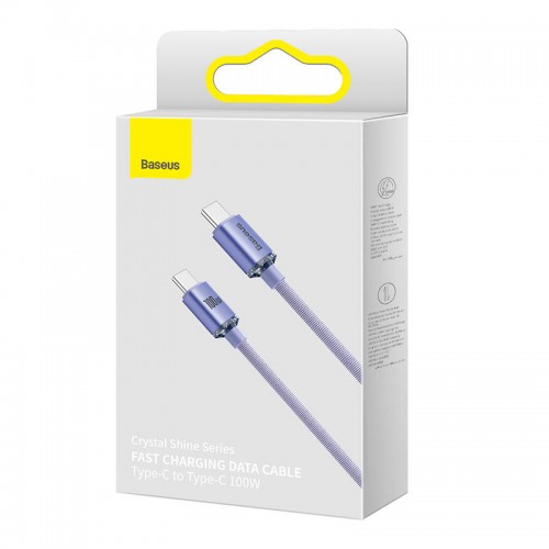 "Baseus Crystal Shine" USB kabelis-C į USB-C, 100 W, 2 m "Baseus Crystal Shine" USB kabelis-C į USB-C, 100 W, 2 m