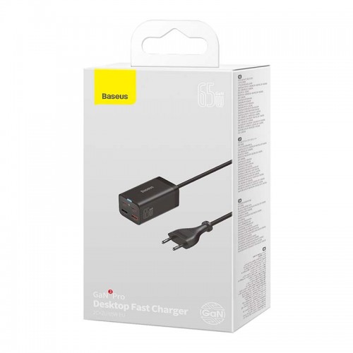 "Baseus" greitasis įkroviklis "GaN3 Pro", 2x USB-C, 2x USB, 65 "Baseus" greitasis įkroviklis "GaN3 Pro", 2x USB-C, 2x USB, 65