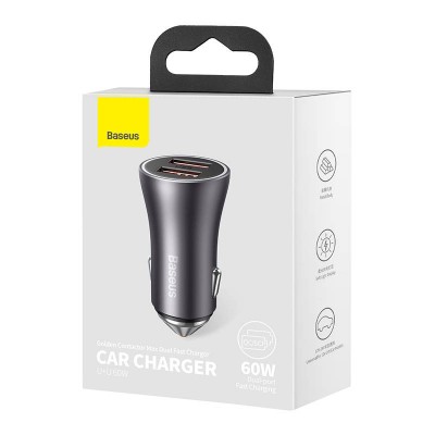 "Baseus Golden Contactor Max" automobilinis įkroviklis, 2x USB