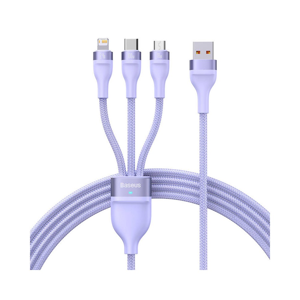 3in1 USB kabelis Baseus Flash Series, USB-C + micro USB +