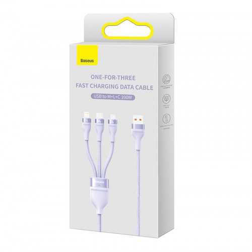 3in1 USB kabelis Baseus Flash Series, USB-C + micro USB +
