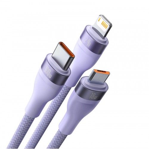 3in1 USB kabelis Baseus Flash Series, USB-C + micro USB +