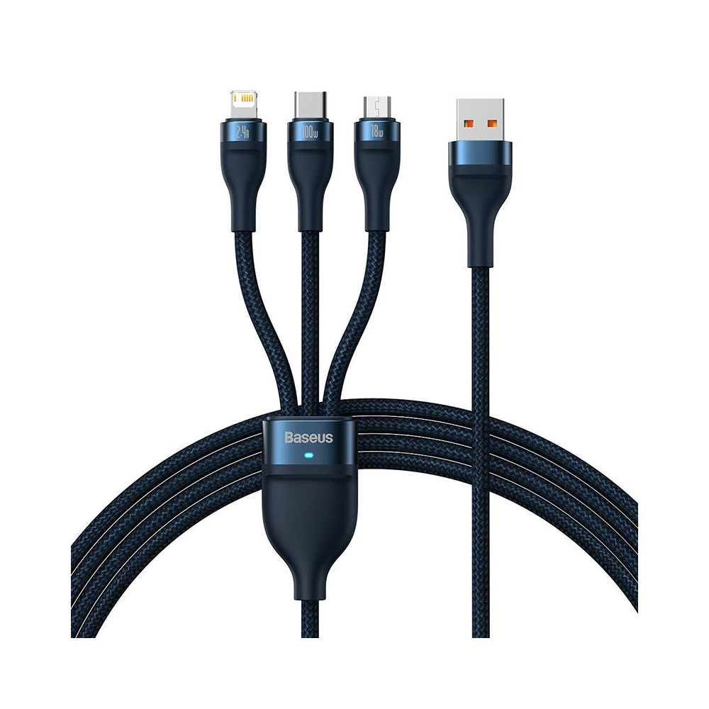 3in1 USB kabelis Baseus Flash Series, USB-C + micro USB +