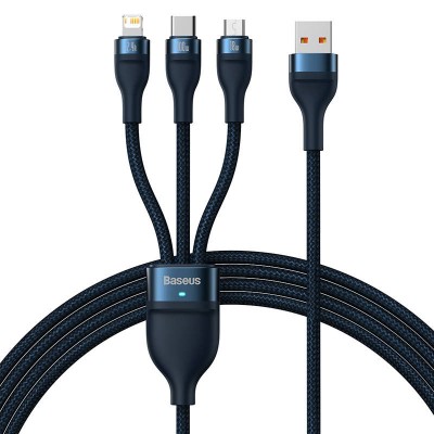 3in1 USB kabelis Baseus Flash Series, USB-C + micro USB +