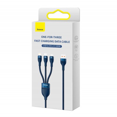 3in1 USB kabelis Baseus Flash Series, USB-C + micro USB +