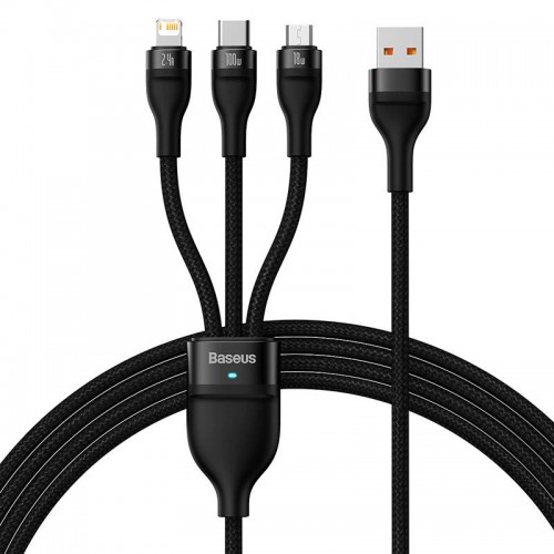 3in1 USB kabelis Baseus Flash Series, USB-C + micro USB +