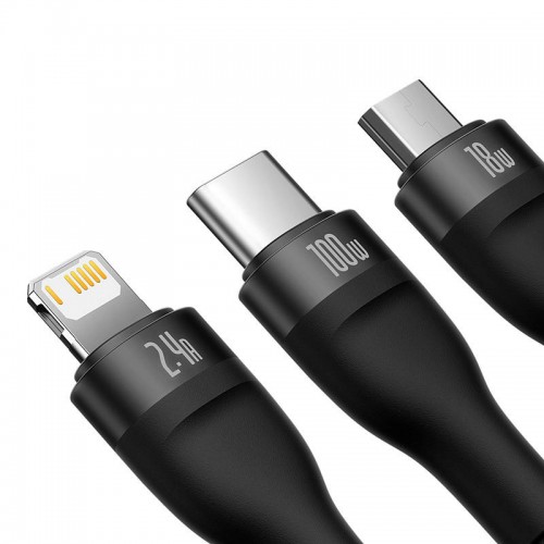3in1 USB kabelis Baseus Flash Series, USB-C + micro USB +