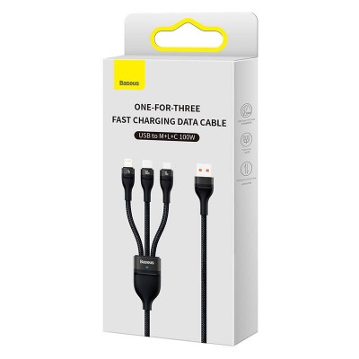 3in1 USB kabelis Baseus Flash Series, USB-C + micro USB +