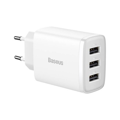 "Baseus" kompaktiškas greitasis įkroviklis, 3x USB, 17 W