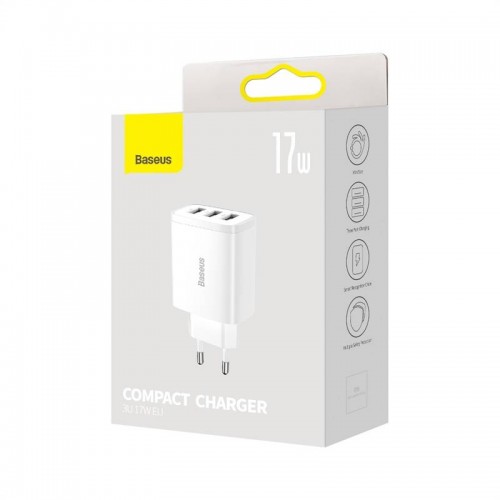 "Baseus" kompaktiškas greitasis įkroviklis, 3x USB, 17 W