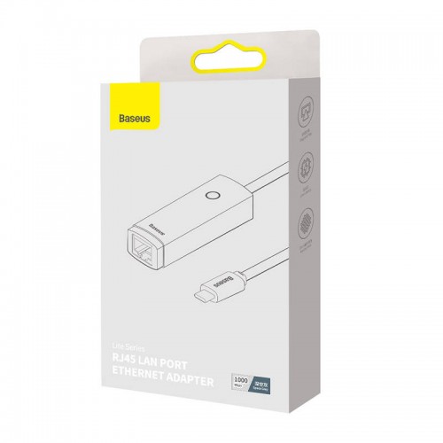 "Baseus Lite" serijos USB-C į RJ45 tinklo adapterį (pilkos