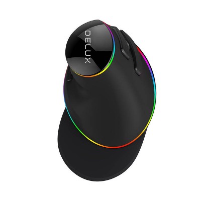 Laidinė vertikalioji pelė Delux M618Plus 4000DPI RGB-Pagrindinis