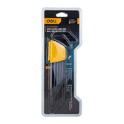 Papildoma-Ilgų rutulinių šešiakampių raktų rinkinys Deli Tools