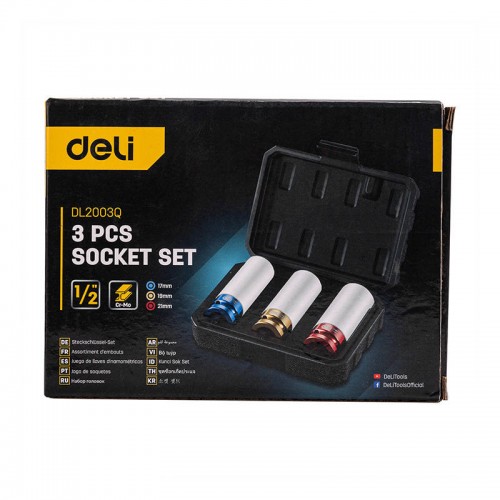 Kištukinių lizdų rinkinys Deli Tools EDL2003Q, 17-21