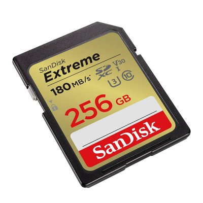 SANDISK EXTREME SDXC 256 GB 180/130 MB/s UHS-I U3 atminties