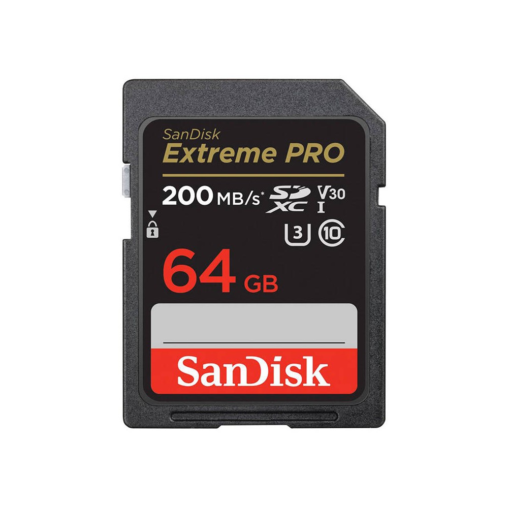 SANDISK EXTREME PRO SDXC 64GB 200/90 MB/s UHS-I U3 atminties