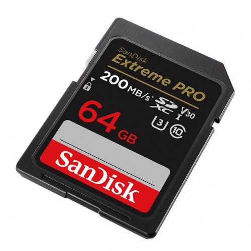 SANDISK EXTREME PRO SDXC 64GB 200/90 MB/s UHS-I U3 atminties