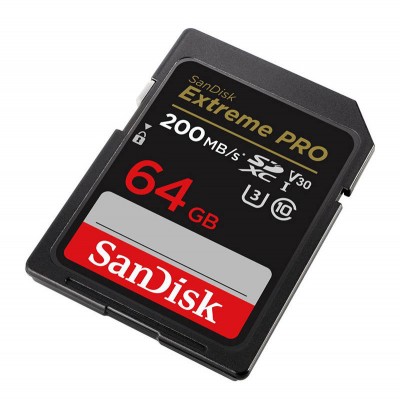 SANDISK EXTREME PRO SDXC 64GB 200/90 MB/s UHS-I U3 atminties