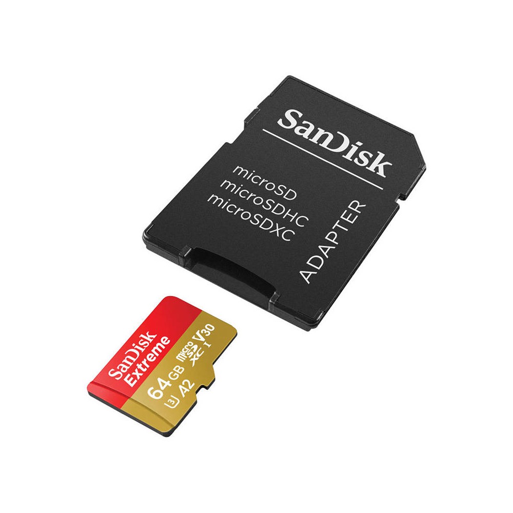 SANDISK EXTREME microSDXC 64 GB 170/80 MB/s UHS-I U3 atminties