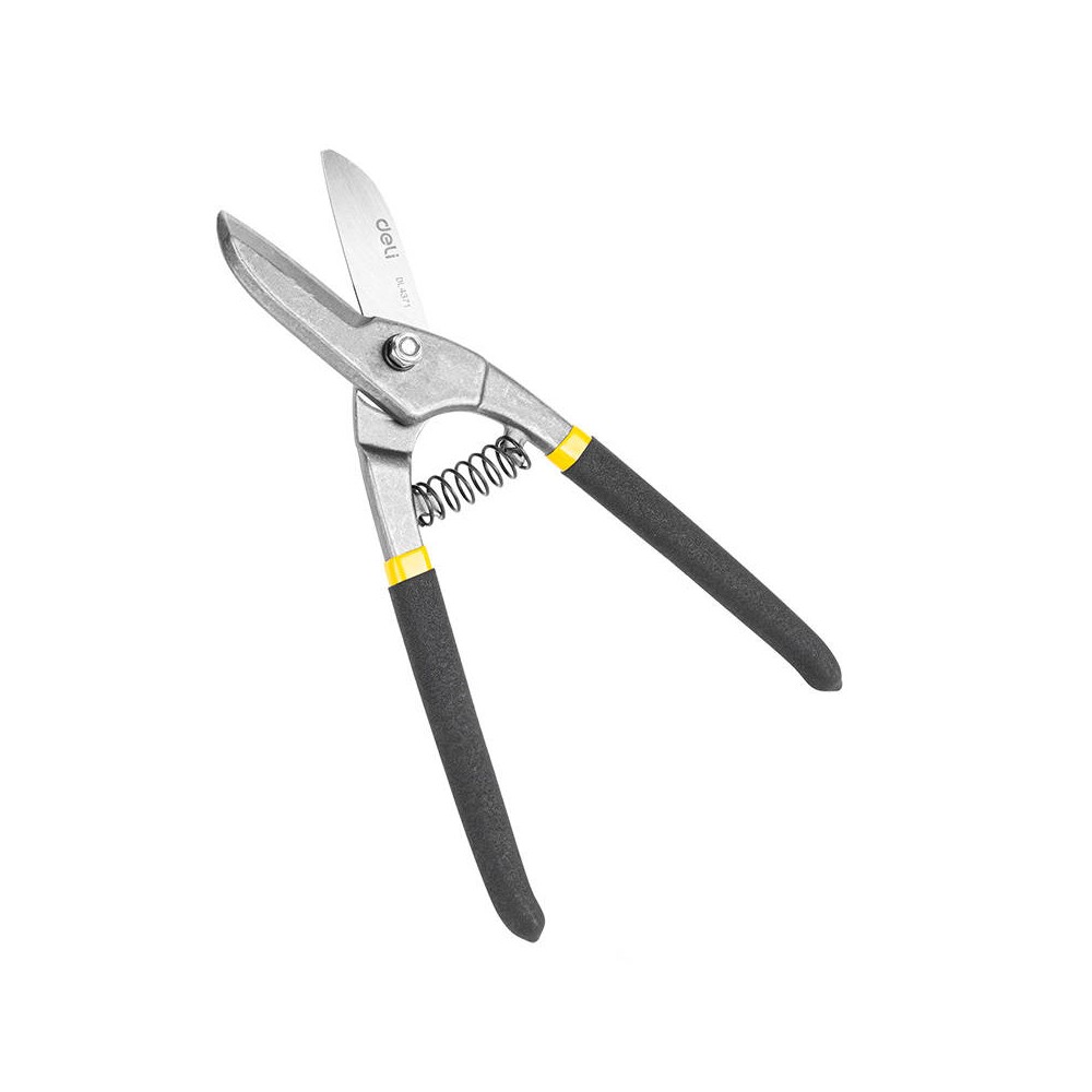 Metalo žirklės Deli Tools EDL4371, 10'' (juodos ir geltonos