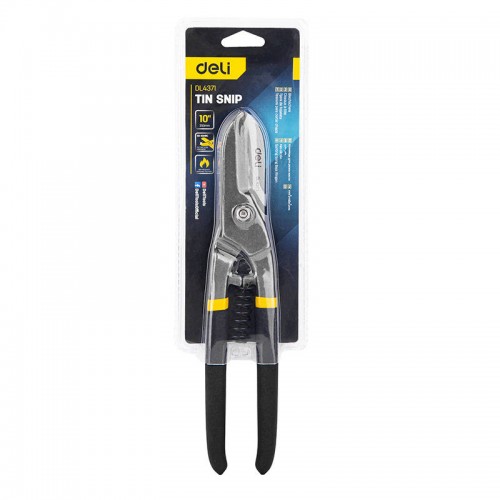 Metalo žirklės Deli Tools EDL4371, 10'' (juodos ir geltonos