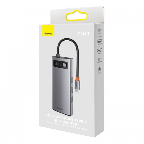 Centratorius 7in1 Baseus Metal Gleam Series, USB-C į 3x USB 3.0