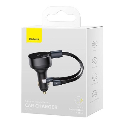 "Baseus Enjoyment" automobilinis įkroviklis su USB kabeliu-C +