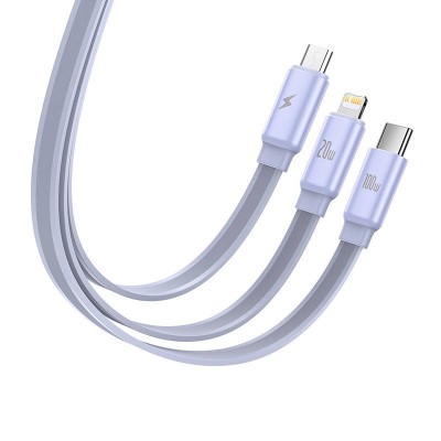 Baseus Traction 3-IN-1 USB-C laidas USB-C / Lightning / Micro