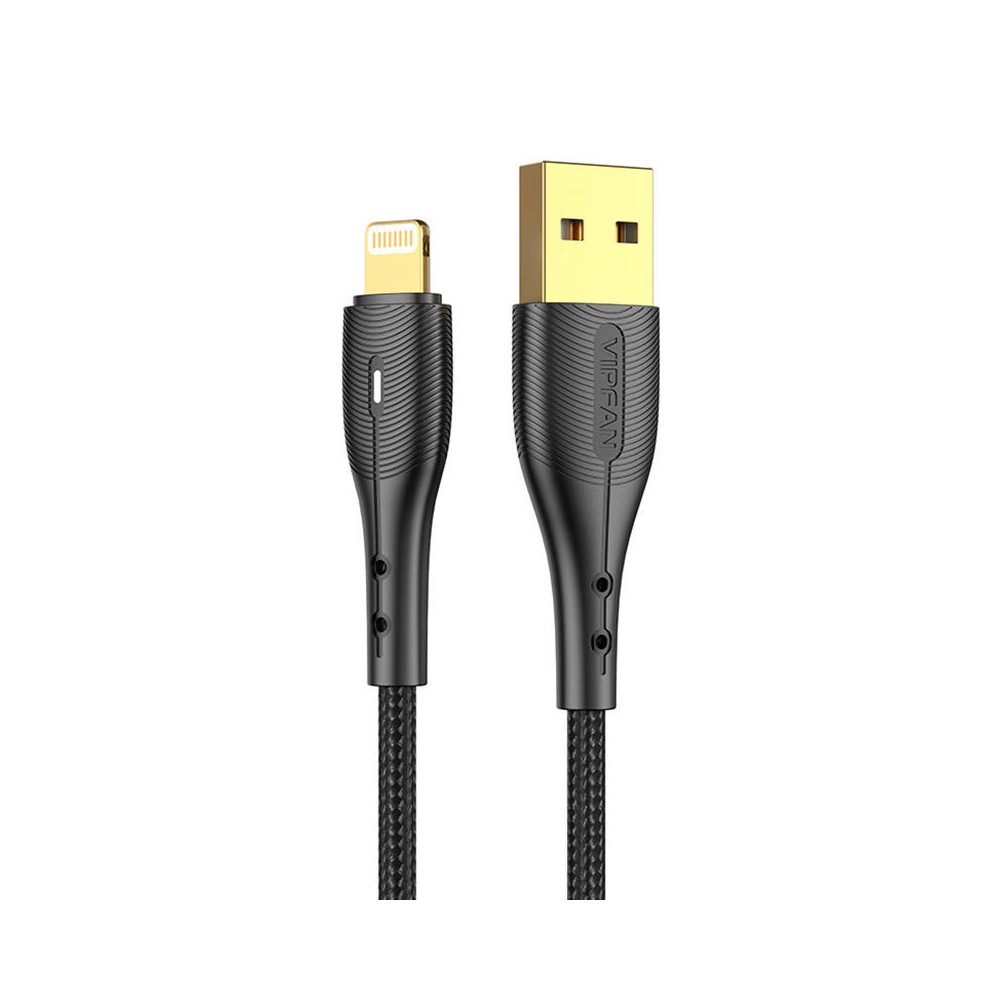 USB ir "Lightning" kabelis Vipfan Nano Gold X07, 3A, 1,2 m