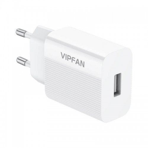 Vipfan E01 sieninis įkroviklis, 1x USB, 2,4A (baltas)-USB