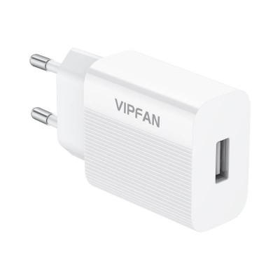 Vipfan E01 sieninis įkroviklis, 1x USB, 2,4A (baltas)-USB