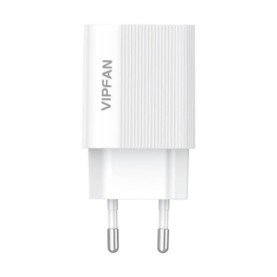 Vipfan E01 tinklo įkroviklis, 1x USB, 2,4A + USB-C laidas