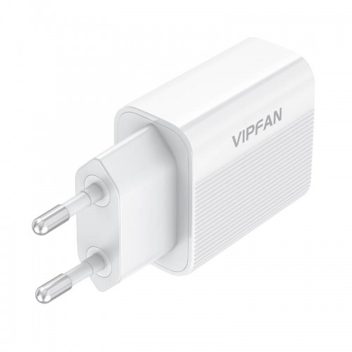 Vipfan E01 tinklo įkroviklis, 1x USB, 2,4A + USB-C laidas