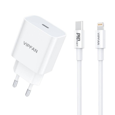 Vipfan E04 sieninis įkroviklis, USB-C, 20 W, QC 3.0 +