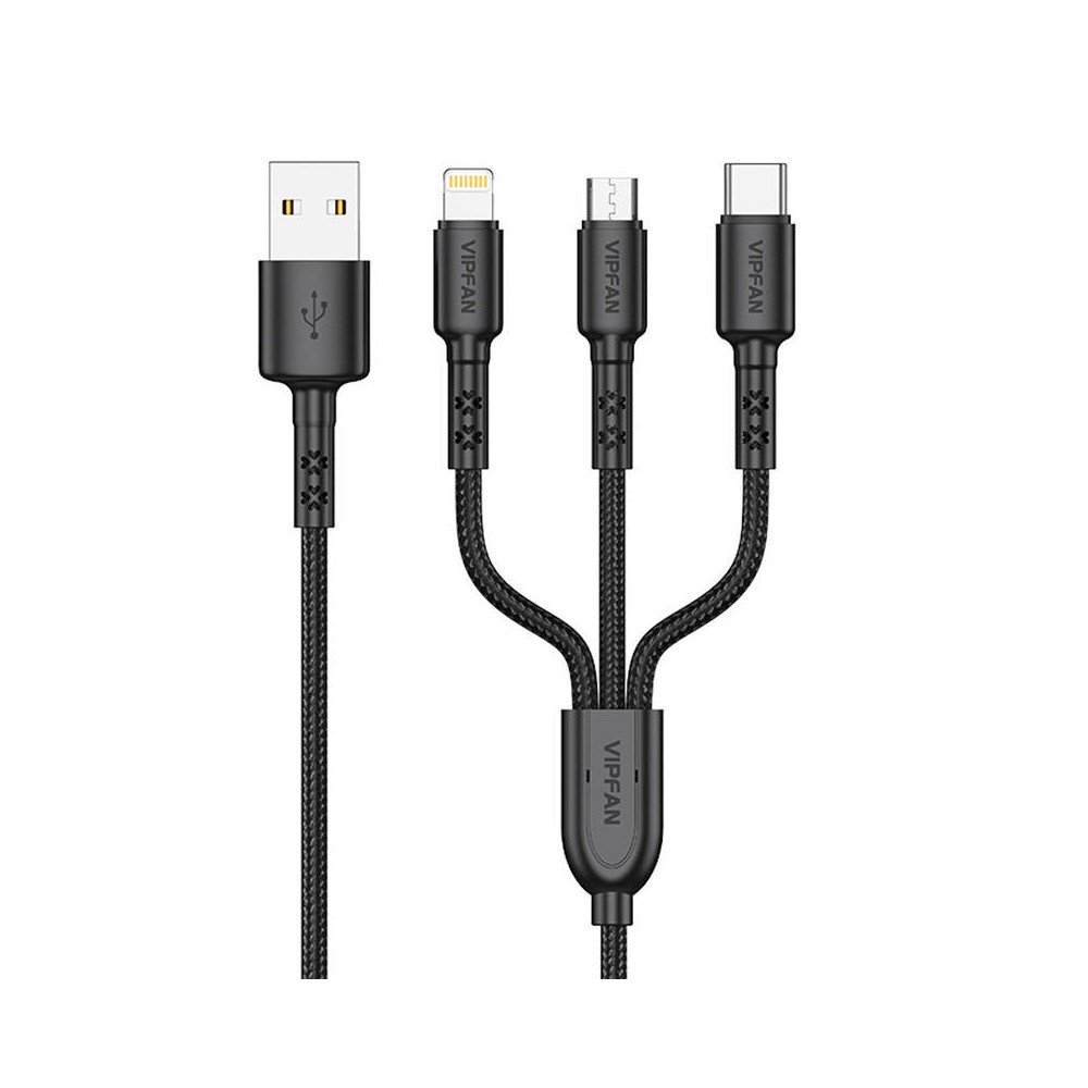 Vipfan X02 3-IN-1 USB-C / "Lightning" / "Micro" 3,5 A 1,5 m